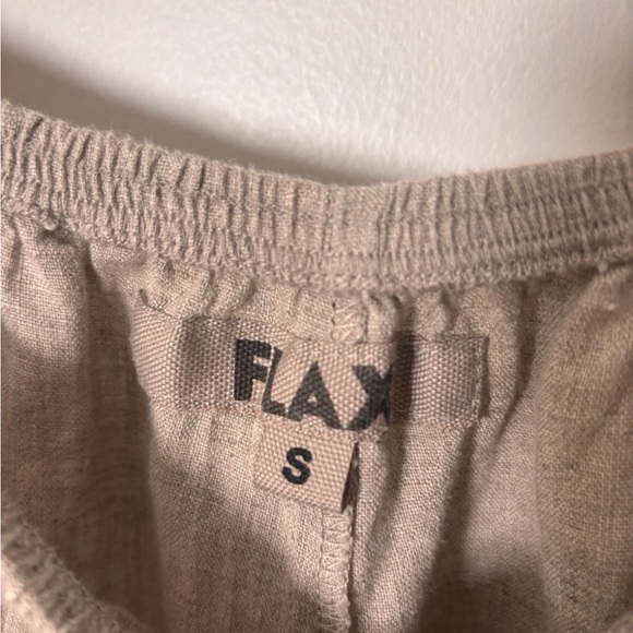 100% linen Flax elastic waistband cropped pants Natural color sized small - Picture 2 of 3